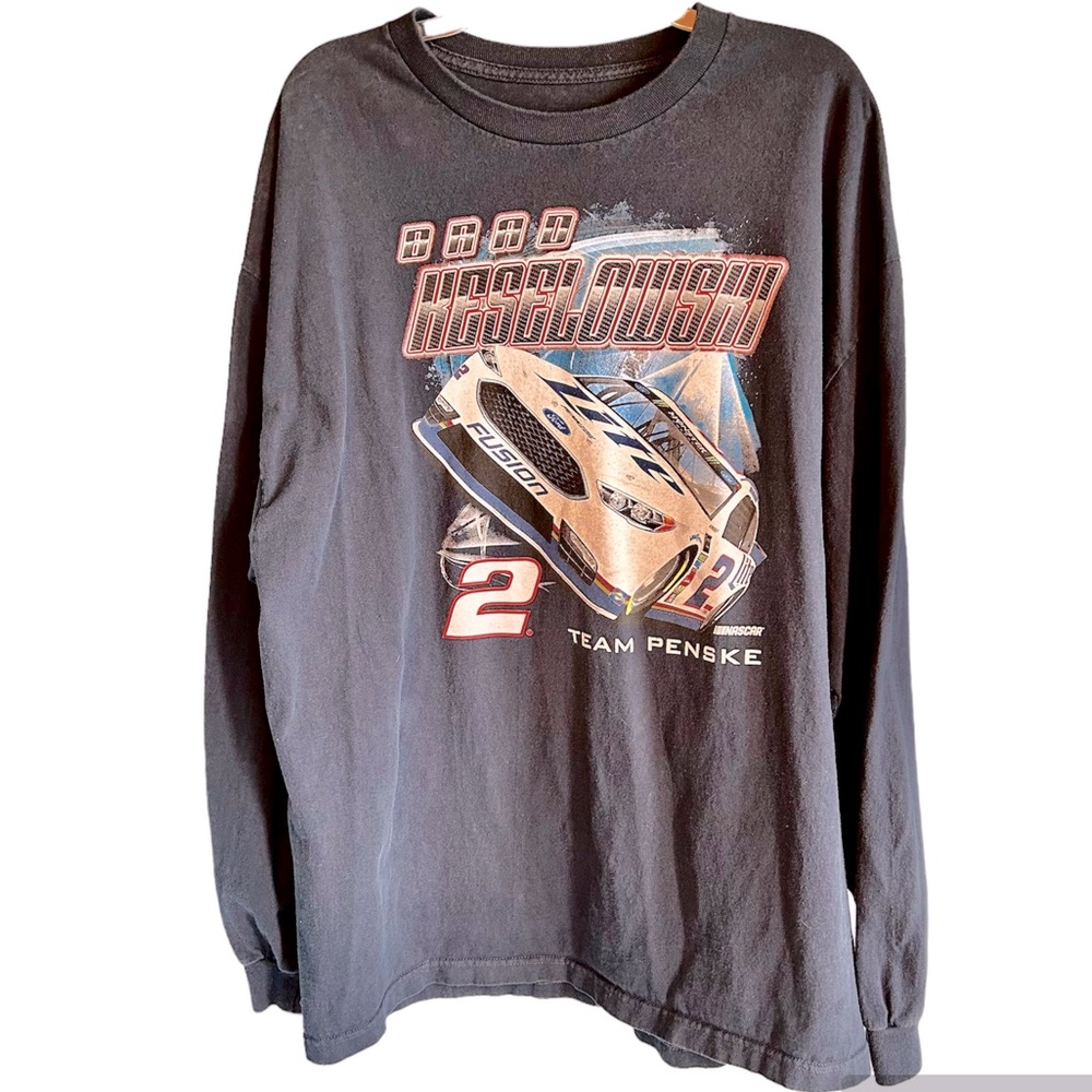 Brad Keselowski #2 NASCAR Team Penske Navy Blue Long Sleeve T-shirt Size 2XL